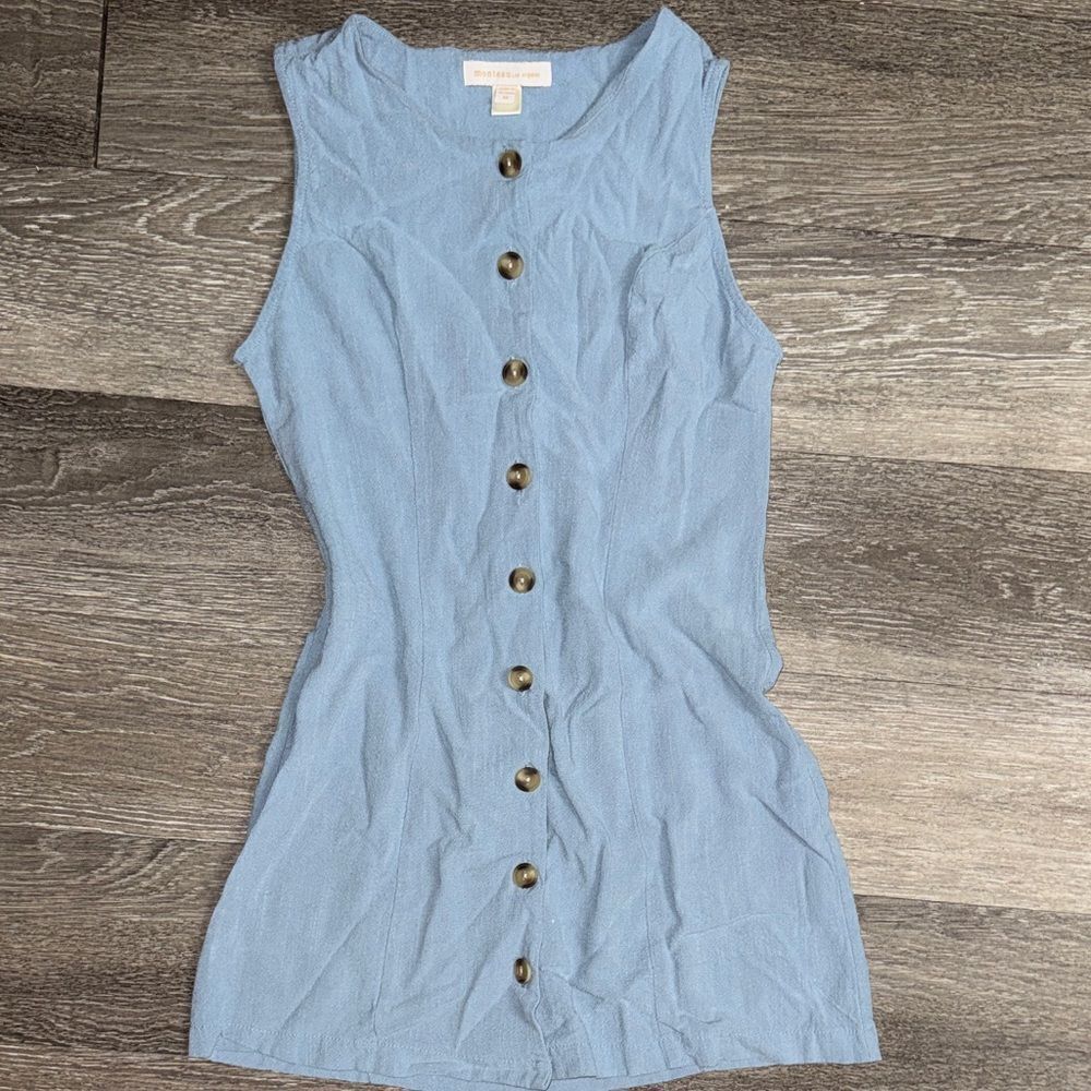 Monteau Blue Button-Down Mini Dress